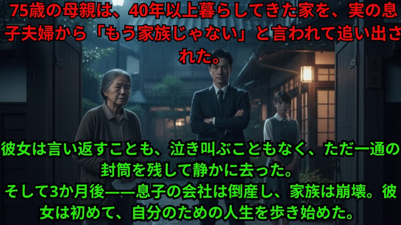 「家族じゃない」と言われ追い出された75歳の母。返事の代わりに封を切った一通の書類が、息子夫婦の人生を終わらせた