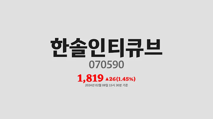 한솔인티큐브주가분석(070590) 2024년 02월 08일기준