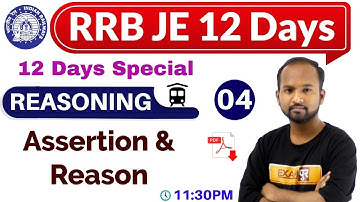 Class 04|| #RRB JE 12 Days || REASONING || by Pulkit Sir || Assertion & Reason