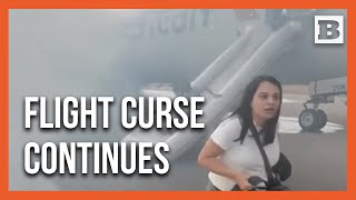 Passengers FLEE from Burning Plane on Runway