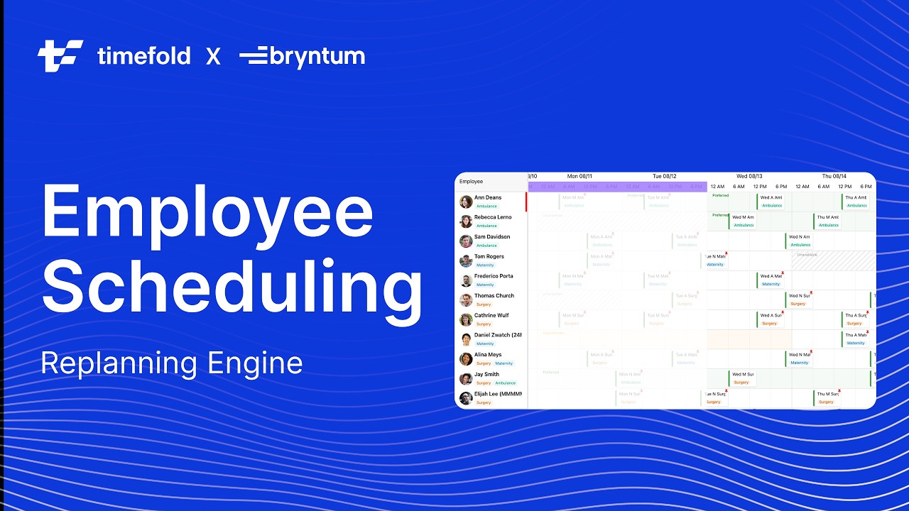 Employee shift scheduling API | Timefold replanning engine x Bryntum UI ...