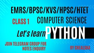 Celebrity Introduction to Python Chapter 1 by Chealsha || HTET Computer Science || HPSC PGT CSE || Python Wealth