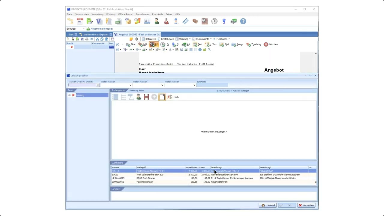 Projekt® Software Basiswissen: Projekt Angebot und Leistung in 5 min erstellen