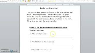 Reading Comprehension Worksheet