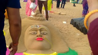 Golden beach puri Best sand art #puri Beach me gajab ki karigari #purijagannath #hindufestival #puri