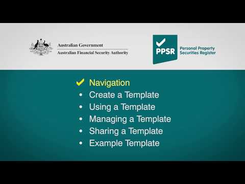 How to create a PPSR template - navigation (1 of 6)