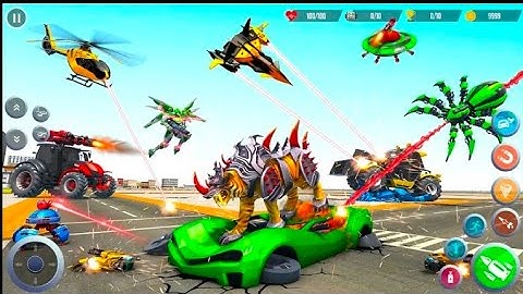 Flying Tiger Robot Car Games: Tiger Robot Against Golem Monster Boss | Android iOS Gameplay