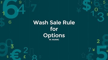 Wash Sale Rule For Options