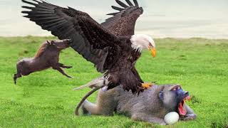Eagles Too Dangerous Catch Baby Warthog, Daring Baboon Herd Rescue But Fails - Hawk Vs Iguanas