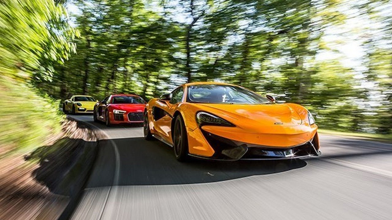 Battle Audi R8 V10 Plus vs McLaren 570S, Porsche 911 Turbo S Comparison