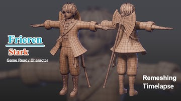 Frieren: Stark - Game Ready Character Part 3: Remeshing in Blender Timelapse