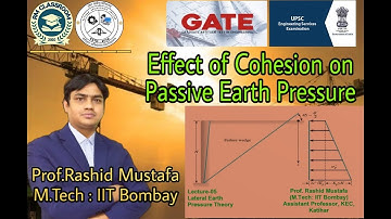 Lec-10 |Effect of cohesion on Passive earth Pressure |Geotechnical Engineering |Prof. Rashid Mustafa