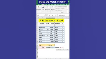 index and Match Function in Excel #excel