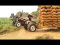 Tractor stunt | Ford 3610 Tractor spend full power pulling loaded trailer | powerful Tractor video