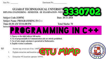 3330702-PROGRAMMING IN C++ GTU Exam #pyqpaper #gtu #exampaper #computer #engineering #gtu_exam
