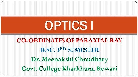 COORDINATES OF A PARAXIAL RAY || OPTICS I|| MATRIX METHOD