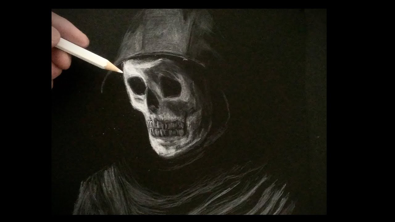 パーカー着たドクロの描き方 色鉛筆画 Draw Skull Youtube