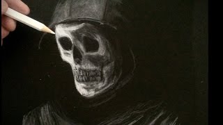 パーカー着たドクロの描き方 色鉛筆画 Draw Skull Youtube