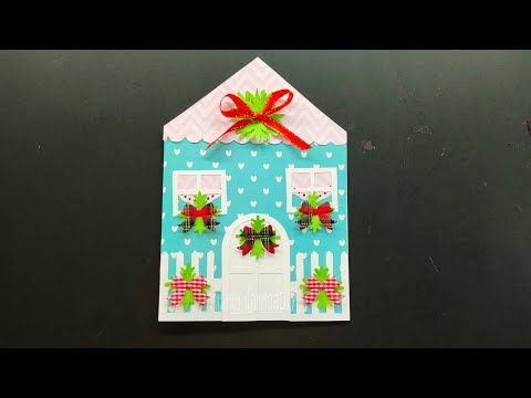 DIY How to make Christmas Card/สอนทำการ์ดคริสต์มาสแบบรูปบ้าน/แม่เนย น้องพอสDIY