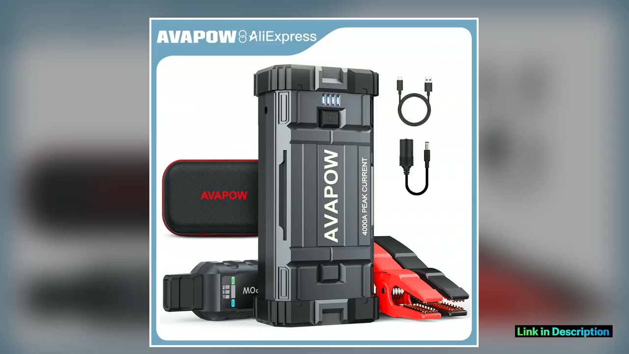 AVAPOW 4000A Car Jump Starter Portable Power Pack for Gas Diesel Engines 12V with LED Light USB