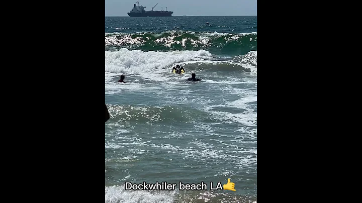 Surfing at Dockweiler beach LA  #shorts