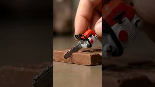 Mini Chainsaw vs Chocolate Bar 🍫😱 So Clean & Satisfying! #shorts #satisfying #asmr