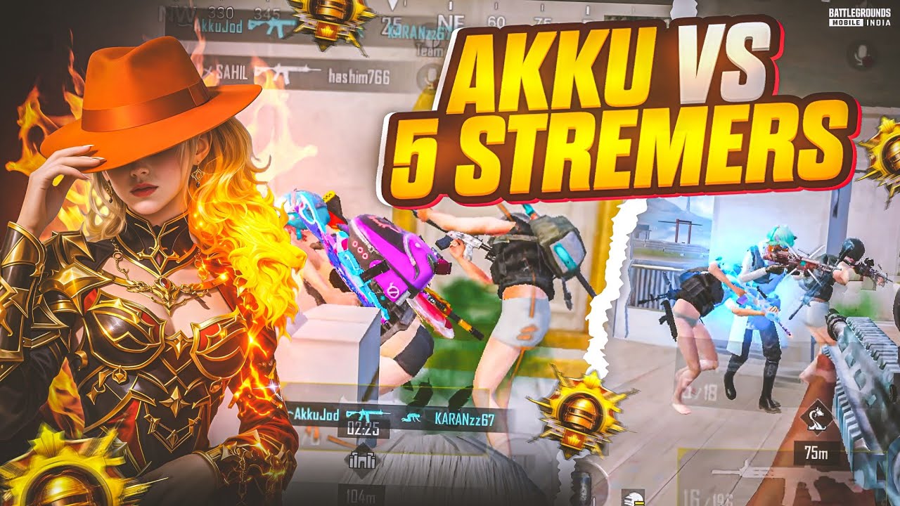 AKKU VS 5 STREMERS 🔥😱 | PANIC SITUATION FASTEST 1V4 | BGMI - PUBG MOBILE 