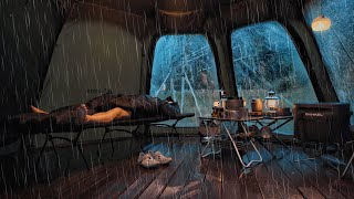 Индивидуальный кемпинг в сильный дождь . Уютная атмосфера . Отдых в палатке ASMR