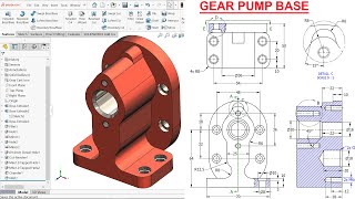 SolidWorks tutorial GEAR PUMP BASE