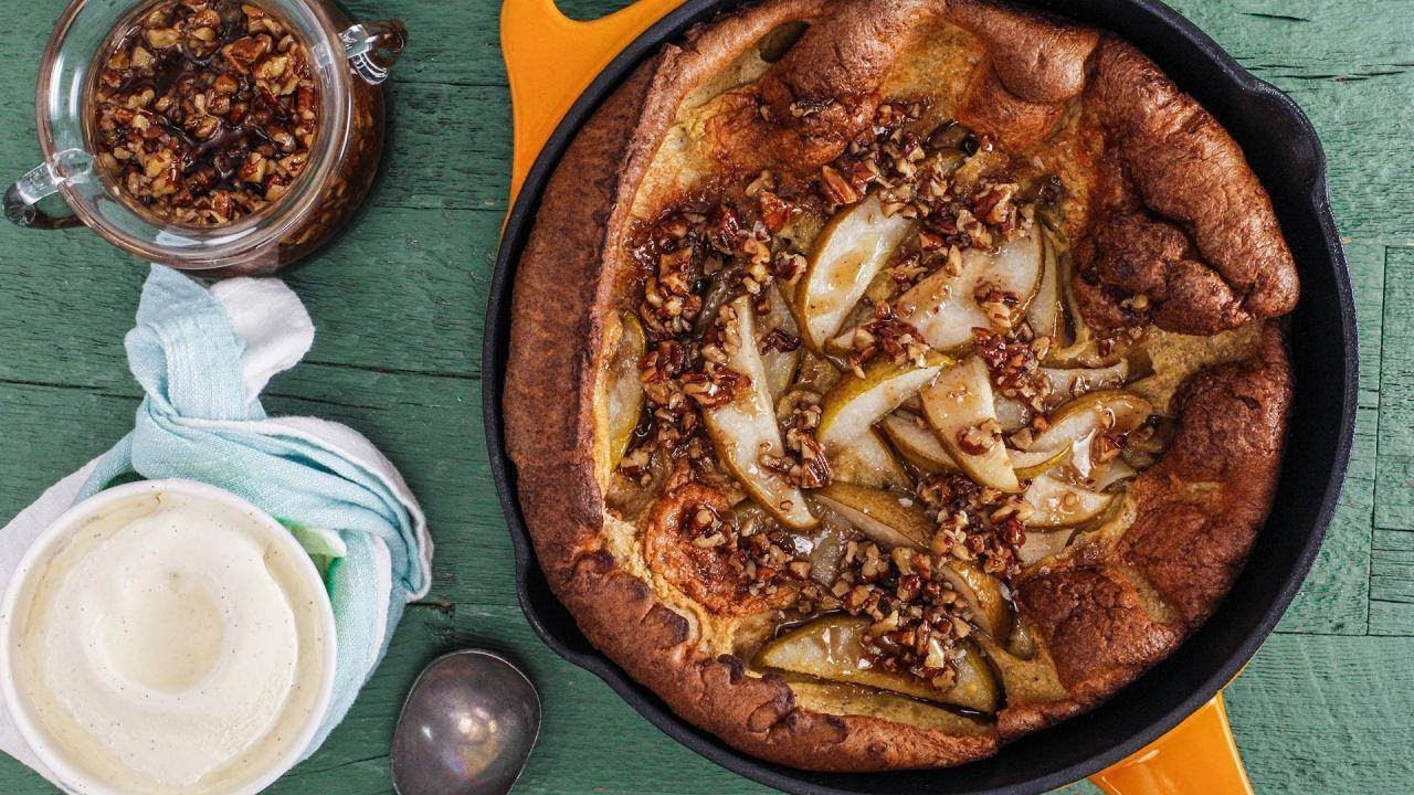 How to Make Pumpkin Pie Spiced Dutch Baby With Pears & Sticky Maple Nuts by Grant Melton | Rachael Ray Show