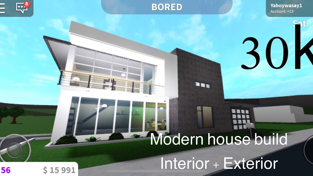 Bloxburg 30k modern house Interior + Exterior ( speedbuild ) - YouTube