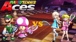 Mario Tennis Aces - Luigi & Toadette Vs Peach & Rosalina - Mirage Mansion