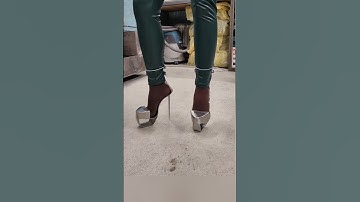 Metal sandals with thin high heels 💠   #metal #steelsandals #metalsandals