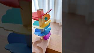 Rainbow Marble Run 🌈 Beautiful Clear Light Blue Marble! Sound Tree &amp; Cement Mixer #Shorts #asmr