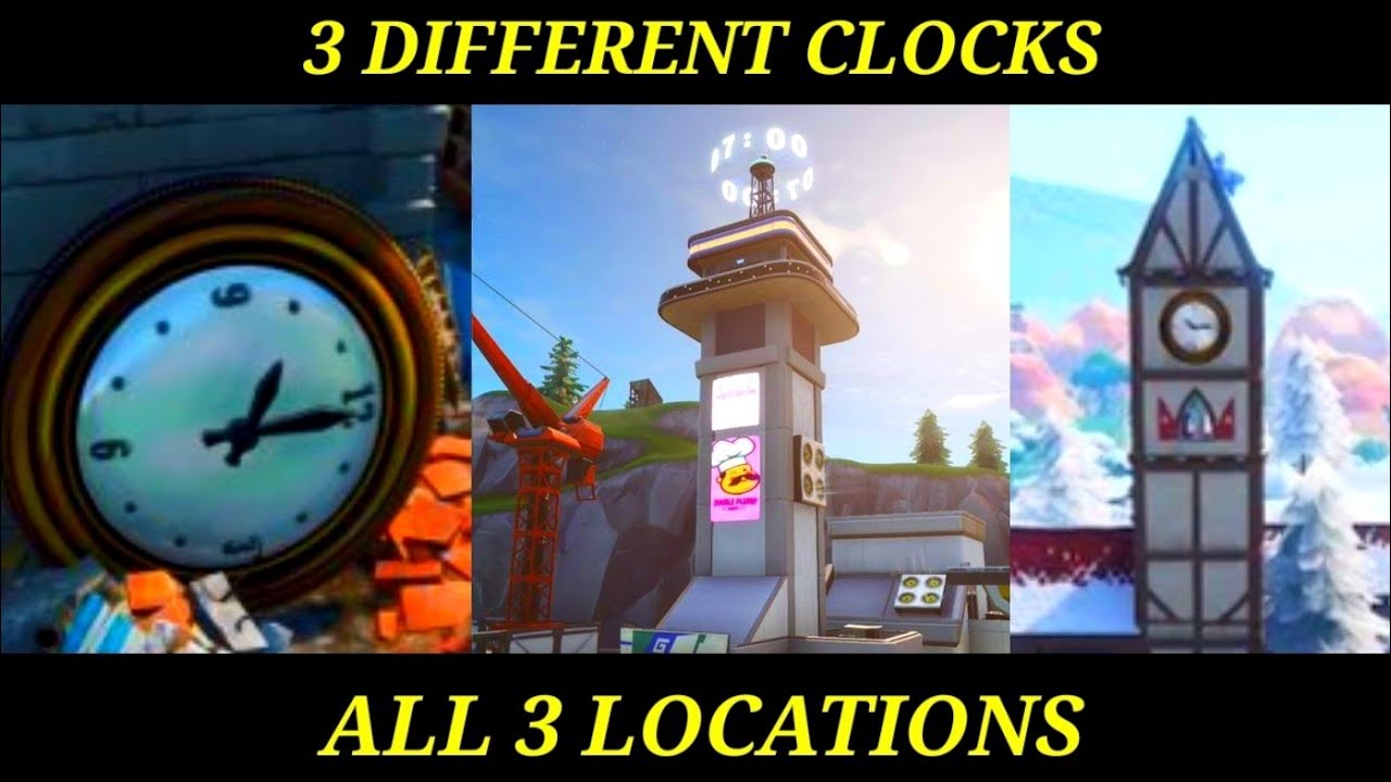 "Visit Different Clocks" All 3 Clock LOCATIONS Fortnite Season 9 Week 8 Challenges GUIDE!