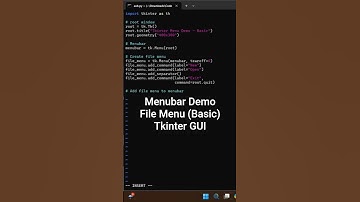 Tkinter Menu Bar Demo (File Menu) - Basics | Python GUI 🐍#coding #shorts #pythongui #tkinter #python