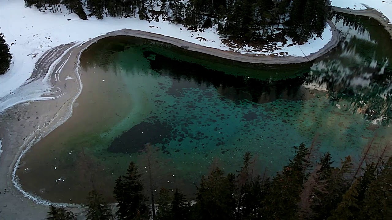 The Green Lake in the frosty Winter 4K DJI MAVIC AIR