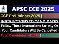APSC CCE Preliminary 2025: Instructions to Candidates