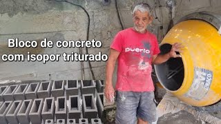 Bloco de concreto com isopor triturado