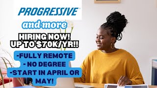 PROGRESSIVE IS HIRING $22/HR + UP TO $70K/YR NO DEGREE HEALTHCARE & EDTECH  ROLES!!