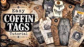 How I Make Coffin Shaped Tags 🎃| Easy Halloween Junk Journal Ephemera Tutorial