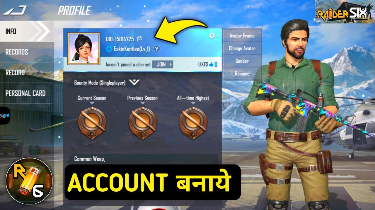 Raider Create Raider Six Game Mein Account kaise banaye || How To Create Account In ...