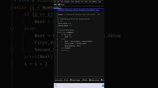 Python Fibonacci Series program 👍😉 #codewithharry #css #python #programming  #shorts