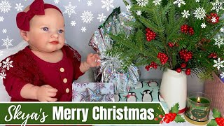 Reborn Baby Skya&#39; Christmas Routine: Changing, Feeding &amp; Opening Presents!