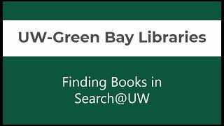 Finding Books in Search@UW