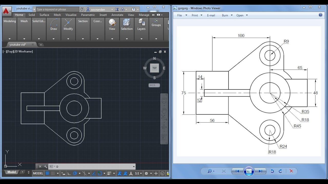 2D Autocad practice drawing - YouTube