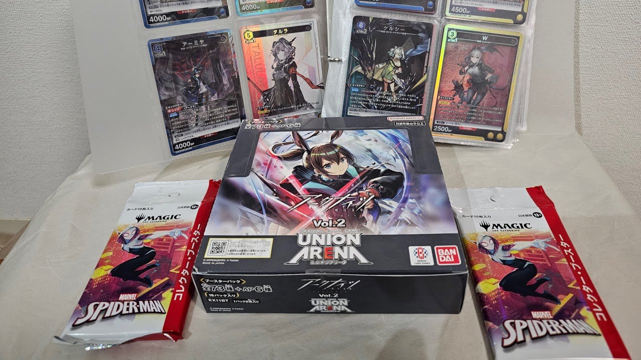 [Union Arena] Opening 1 Box of Arknights Vol. 2 and 2 Packs of MTG Spiderman!