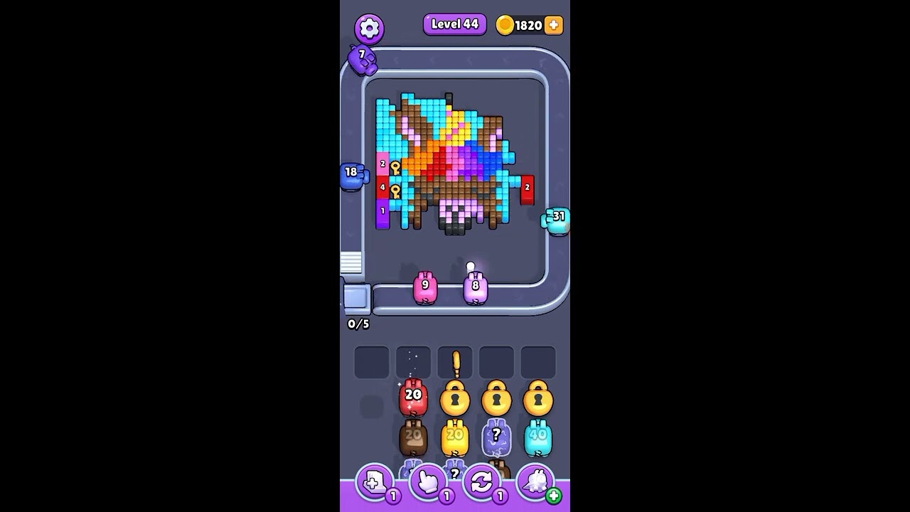 Pixel flow level 44 walkthrough solution - YouTube