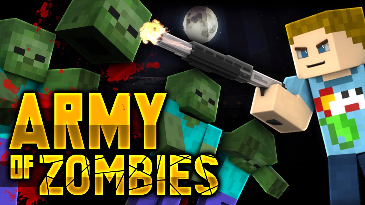 Minecraft SHOOTING AN ARMY OF ZOMBIES Zombie Mini Game
