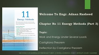 Chapter 11  Part 3 | Energy Methods | Castiglioni's Theorem | Mechanics of Materials 7th | Beer & Jh